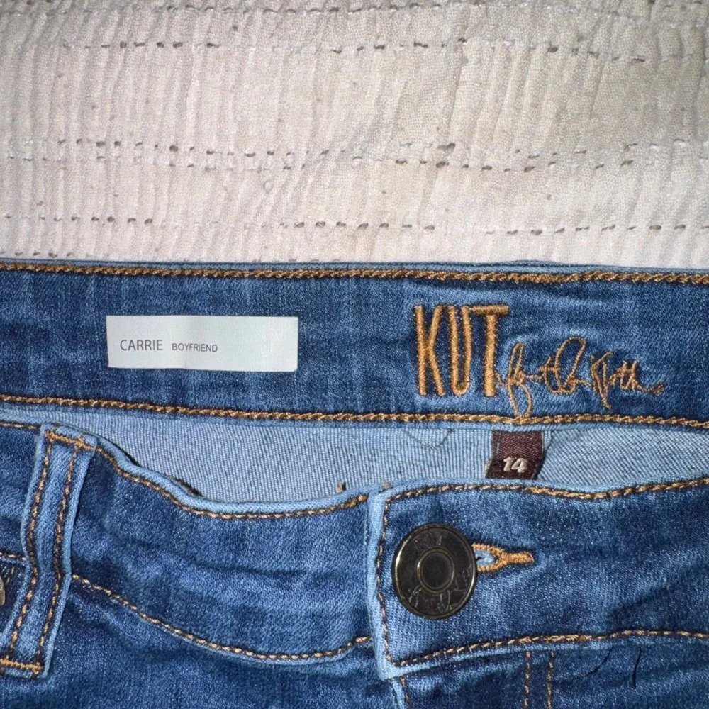KUT from the Kloth Carrie Boyfriend Jeans‎ Medium Wash Blue Denim Size 14